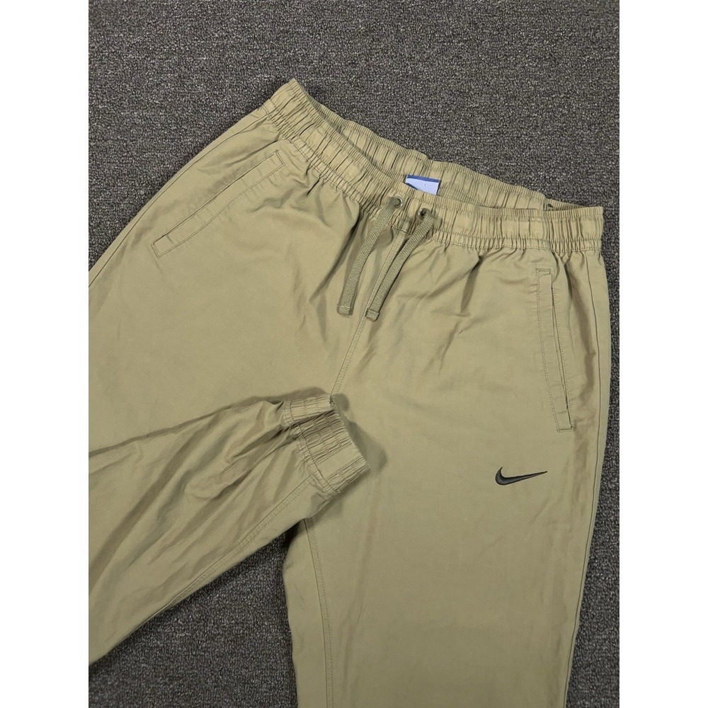 Nike Woven Jogger Mens Large Green Nylon Elastic Waist Running Tech Drawstrings
